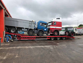 tipper and unit on lowloader