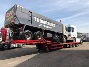 tipper and unit on lowloader