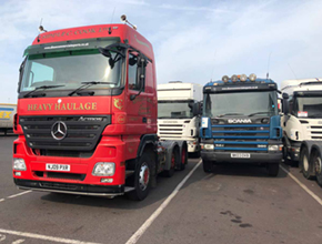various trucks in bays