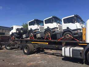 4 scania cabs on flatbed nearside