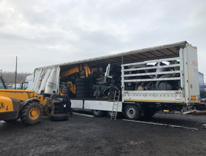Trailer being unloaded